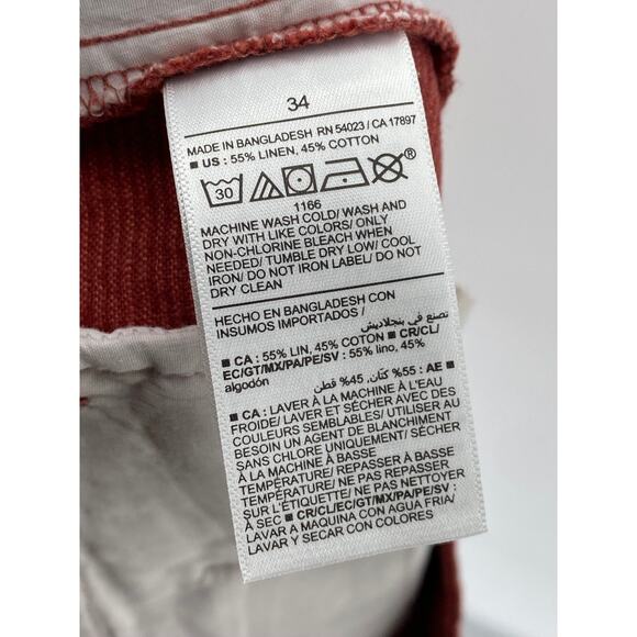 OLD NAVY Men's Amberglow Red 8" Rotation Linen-Blend Chino Shorts SZ 34 - Picture 8 of 10